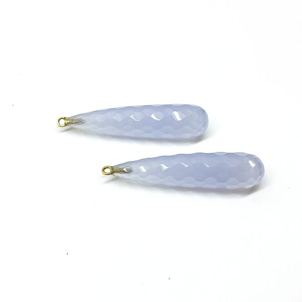 Druppel Chalcedoon geslepen melkblauw lichtblauw edelsteen mix&match oorbellen earrings
