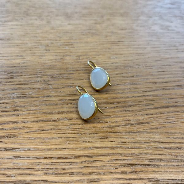 Oorbellen Maansteen moonstone white earrings 20k gold